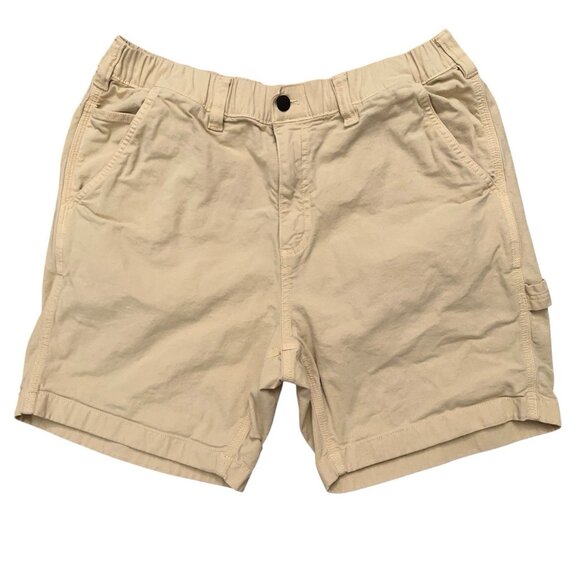 Bear Bottom Canvas Shorts Mens Size L Stretch 7 Inseam Hammer Loop Beige - Picture 1 of 5